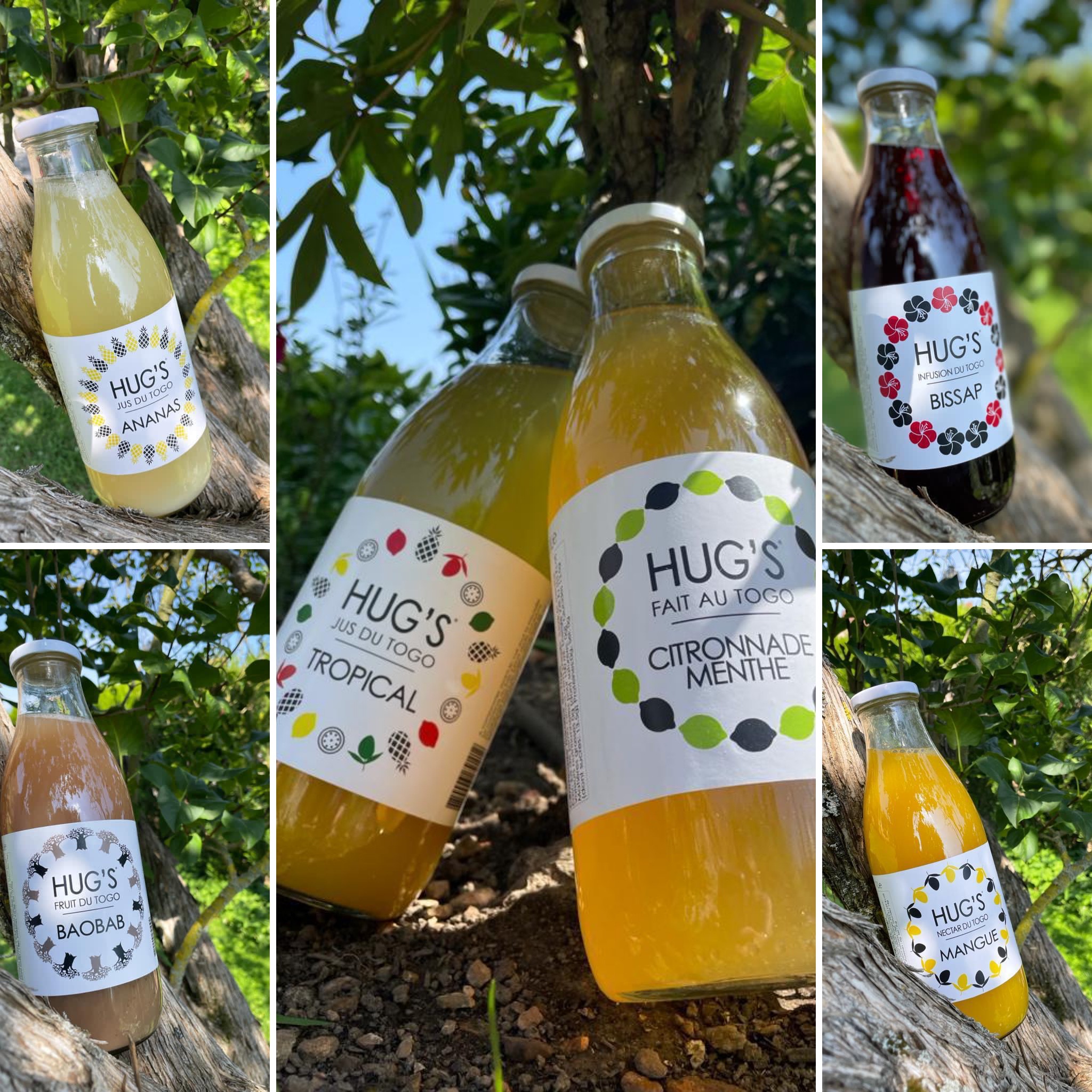 Jus HUG'S : Ananas, Tropical, Citronnade menthe, Bissap, Baobab, Mangue